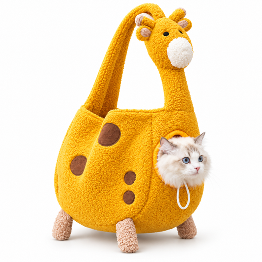 Purrelia Giraffe Plush Pet Carrier, front view