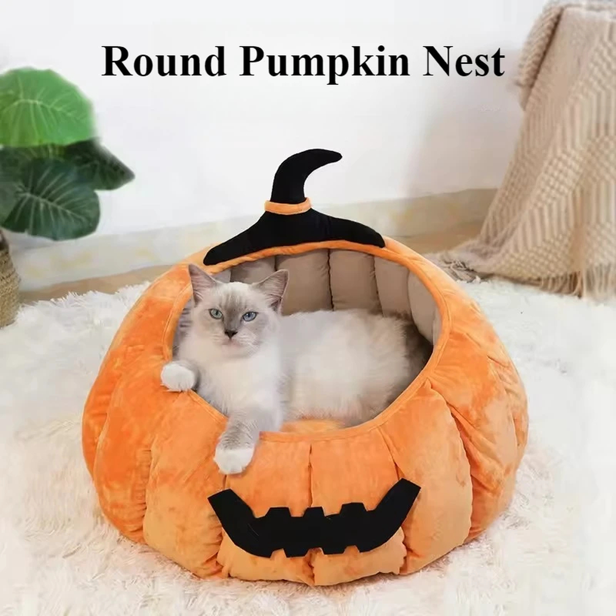 Purrelia Pumpkin Cat Bed, view 2