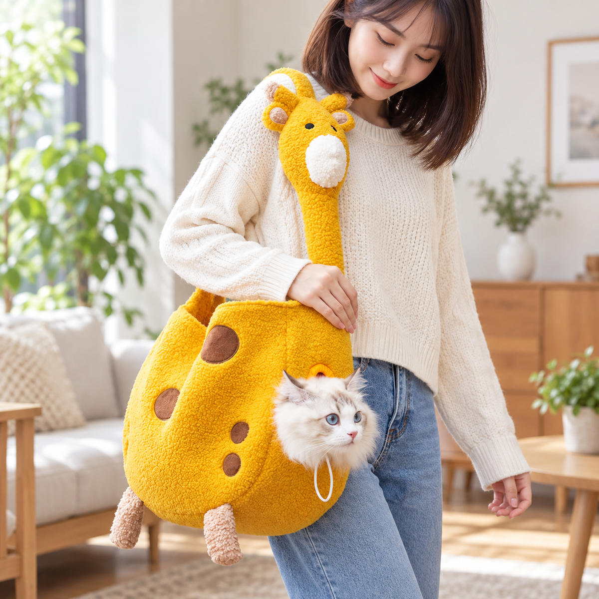 Purrelia Giraffe Plush Pet Carrier, view 2
