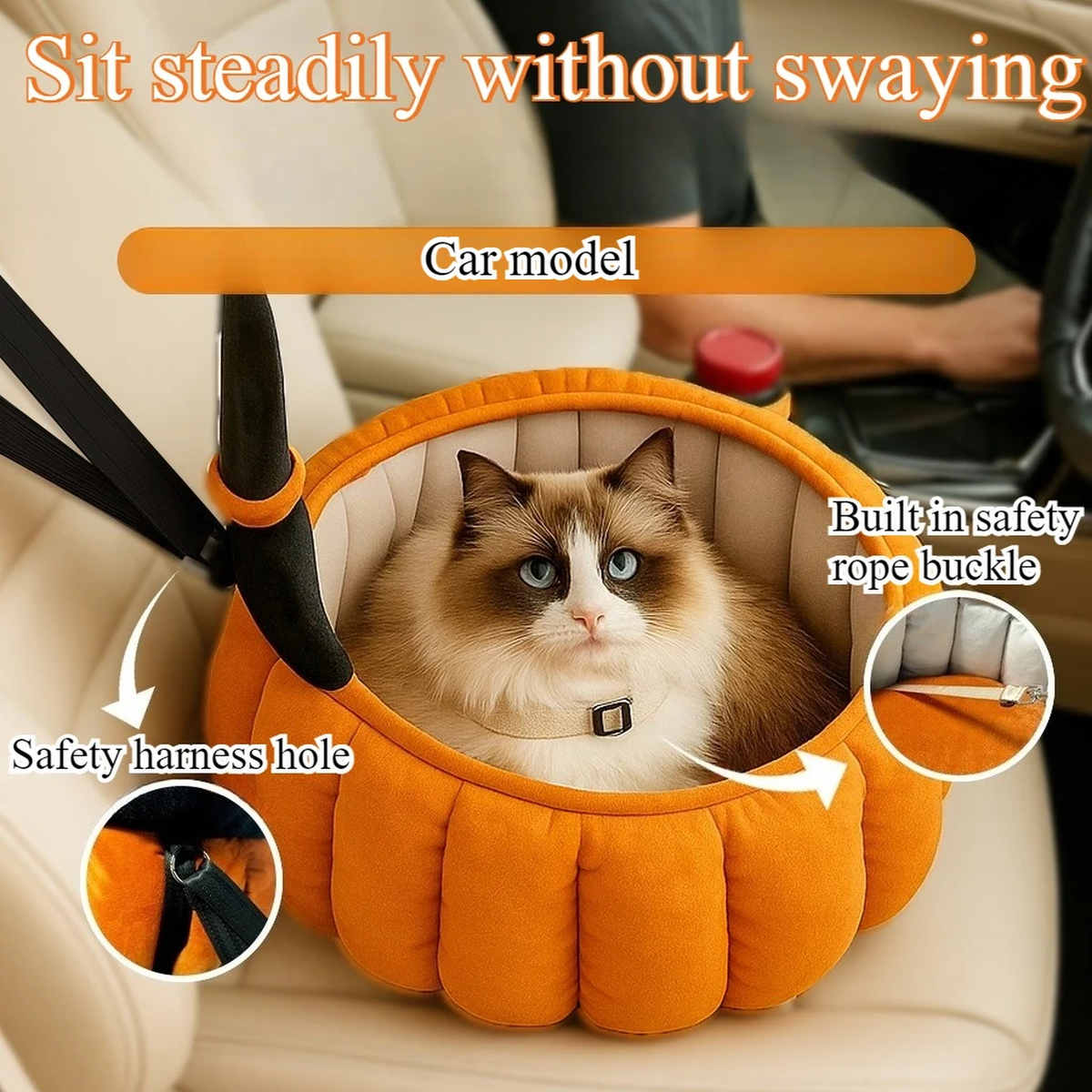 Purrelia Pumpkin Cat Bed, view 3