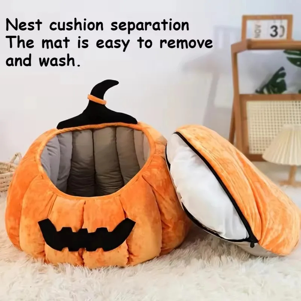 Purrelia Pumpkin Cat Bed, view 5