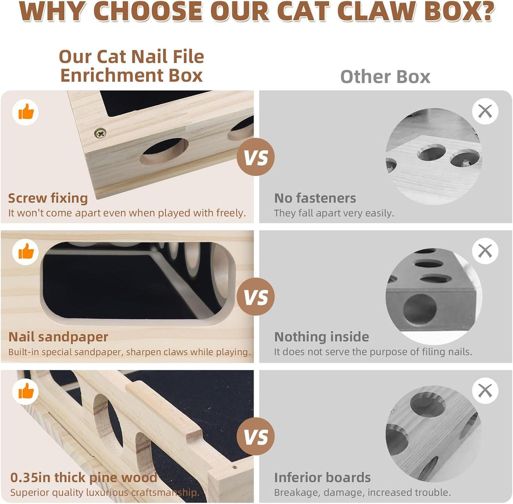 Pawfile™ Cat Scratch Puzzle Box – Stress-Free Nail Care & Enrichment Toy