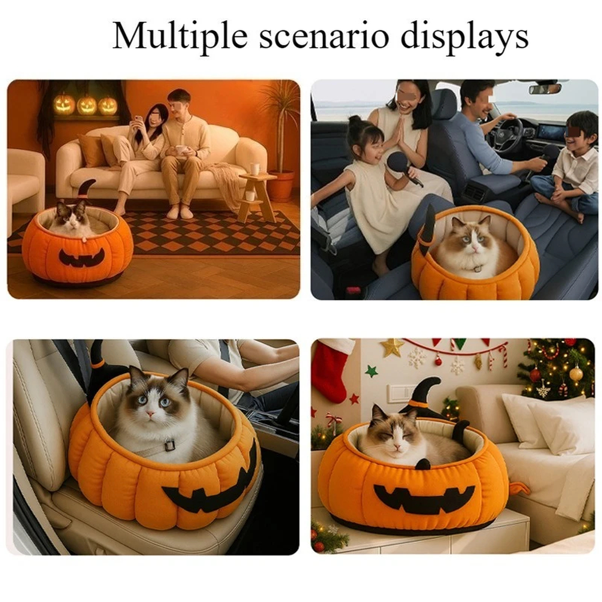 Purrelia Pumpkin Cat Bed, view 6