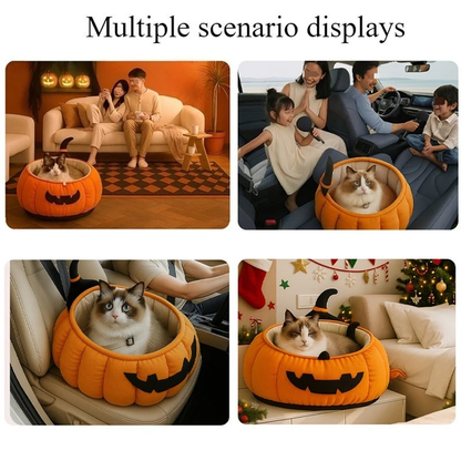 Purrelia Pumpkin Cat Bed, view 6