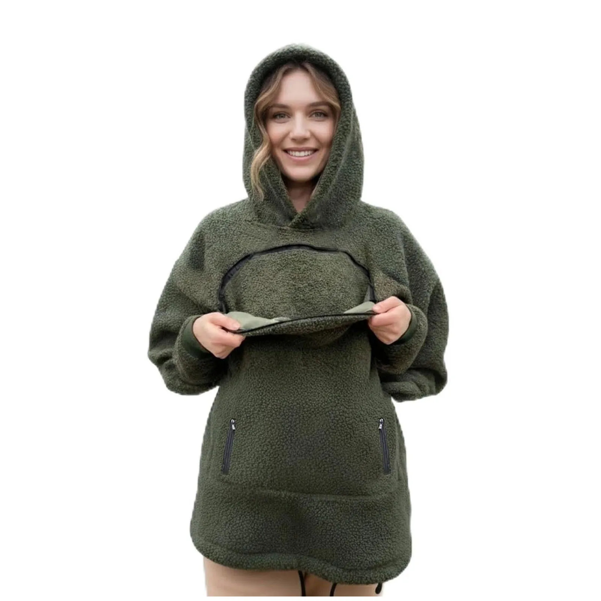 Purrelia Pet Pouch Hoodie in Army Green