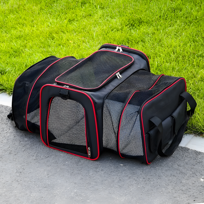 Purrelia Expandable Pet Travel Carrier in Red Trim