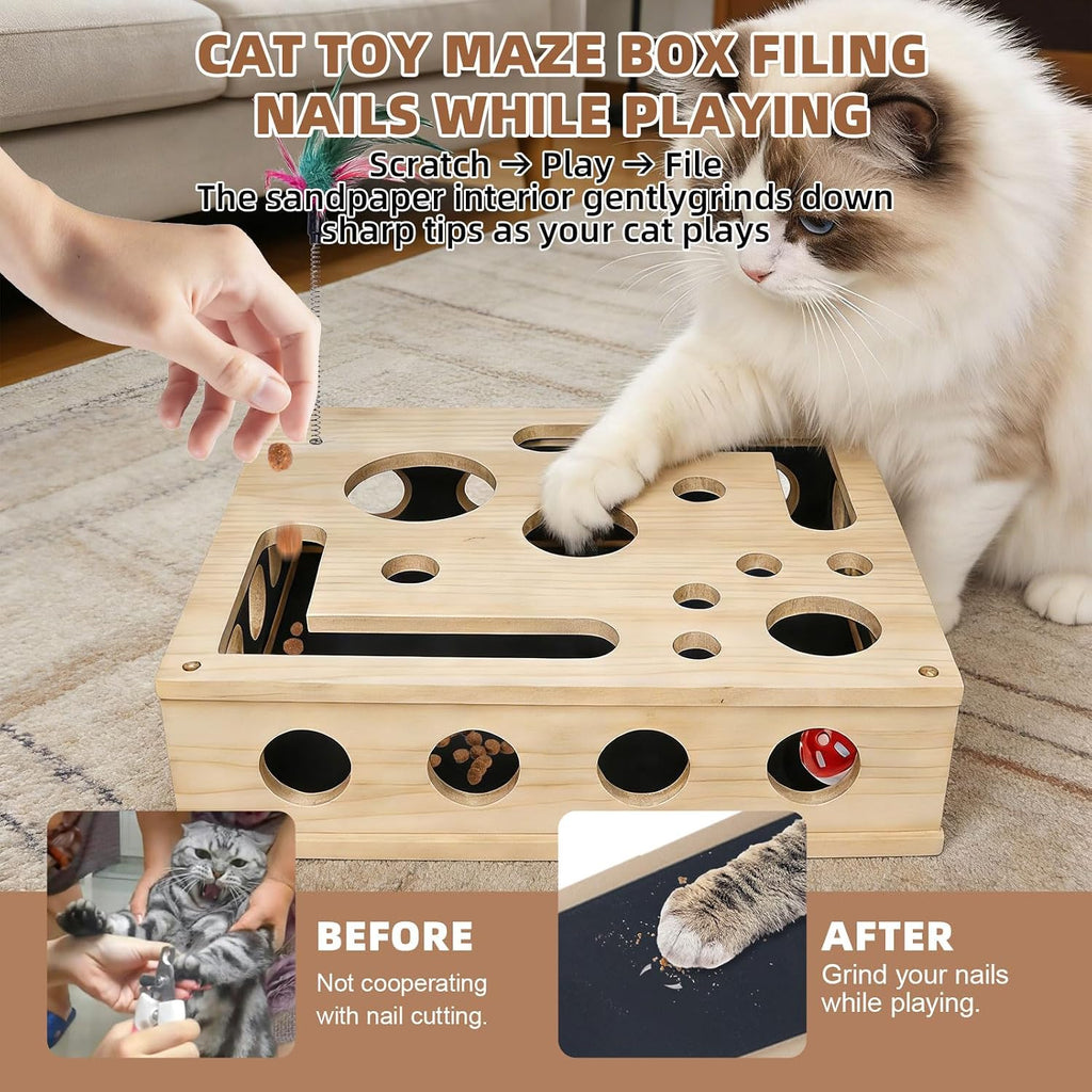 Pawfile™ Cat Scratch Puzzle Box – Stress-Free Nail Care & Enrichment Toy